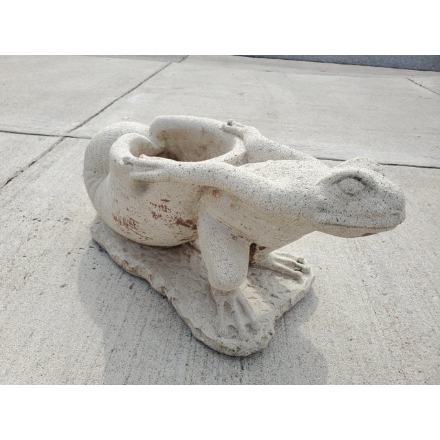 Contemporary 1980s Whimsical Outdoor Cast Stone Planter of Frog Pulling a Snail Shell For Sale - Image 3 of 11