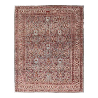 Ornate Floral Pattern Khorassan Antique Persian Rug in Burgundy & Gray For Sale