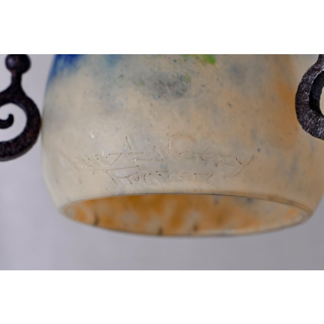 Metal French Art Deco Pagoda Lamp by E. Gauthier & Daum - Wrought Iron 1925 France For Sale - Image 7 of 9