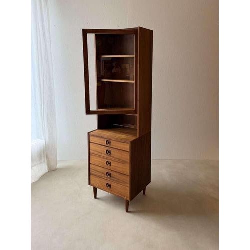 Vintage Teak Wall Cabinet with Display Case, 1960s For Sale - Image 4 of 16