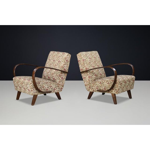 Brown Art Deco Bentwood Lounge Chairs attributed to Jindřich Halabala, Former Czechoslovakia, 1940, Set of 2 For Sale - Image 8 of 17