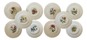 Vintage Spode Copeland England Botanical Luncheon Plates — Set of 10