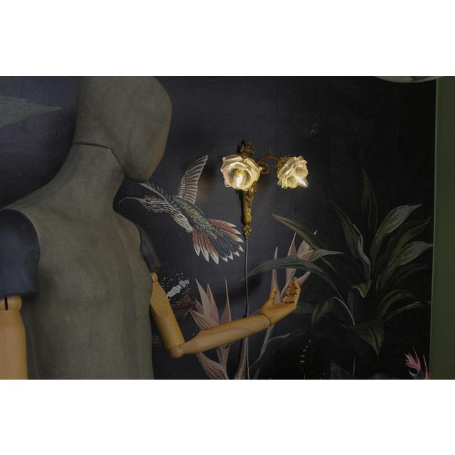 French Neoclassical Style Bronze and White Frosted Glass Two-Arm Sconce, 1890s For Sale - Image 6 of 18