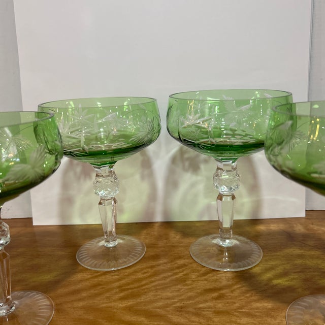 1970s American Classical Cut to Clear Crystal Champagne Coupes - Set of 4 For Sale - Image 4 of 7