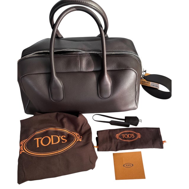 2025 Tod's Bauletto Leather Top Handle Shoulder Handbag Piccolo Palissandro For Sale - Image 12 of 17