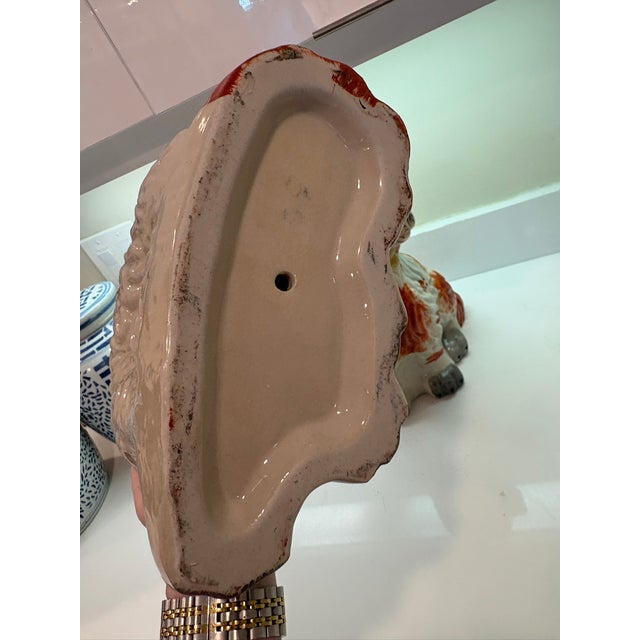 Vintage Staffordshire Spaniel Dog Figurines Pair Hand Painted Ceramic - A Pair For Sale - Image 9 of 12