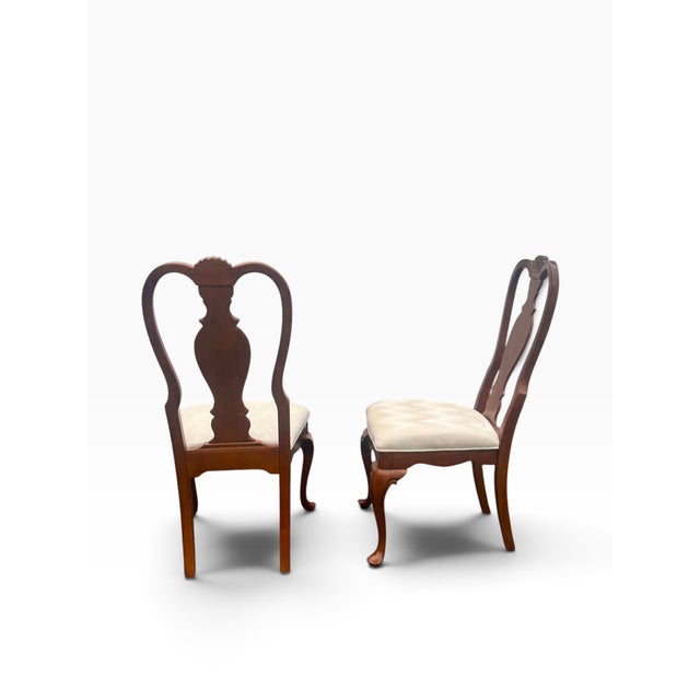 Late 20th Century Attributed Ethan Allen Queen Anne Cherry Dining Chairs – Pair For Sale In Boston - Image 6 of 9