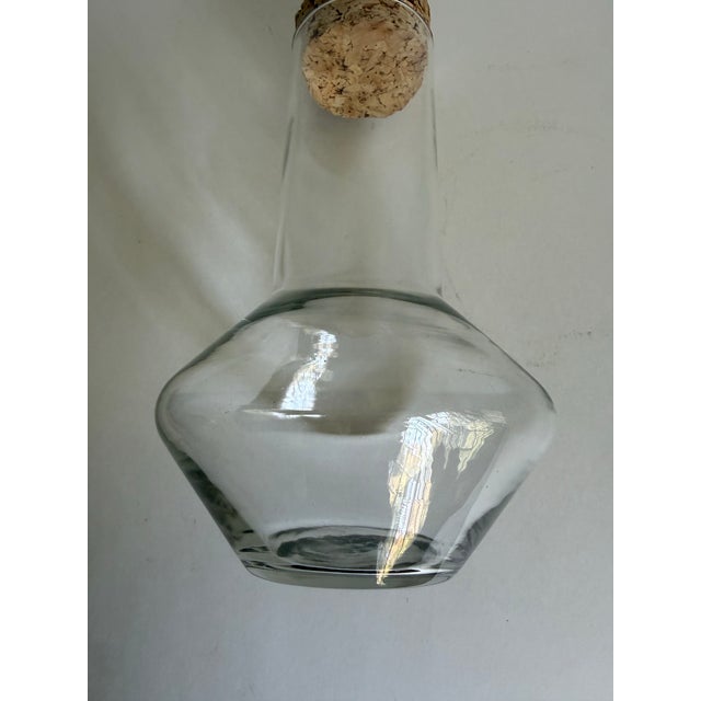 Vintage Scandinavian Modern Glass Decanter With Cork Stopper For Sale - Image 4 of 5