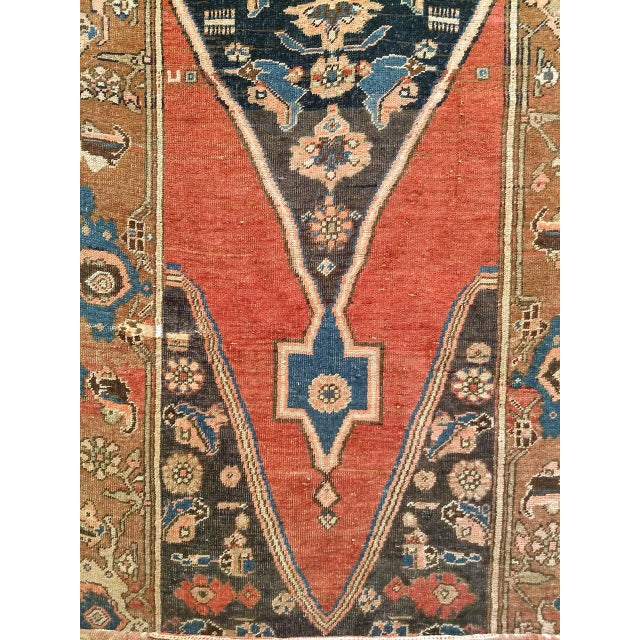 Antique Persian Bidjar Wide Runner, Hand-Knotted Wool, Geometric Pattern, Terracotta & Navy, 4x11 For Sale - Image 16 of 18