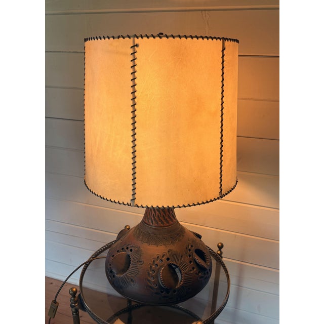 Mid-Century Modern Brown Ceramic Table Lamp, 1960s, in Flawless conditions. Designed 1960 to 1969 European Plug (up to...