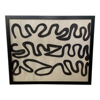 1990s Minimalist Abstract Black and White Ink Drawing, Framed For Sale
