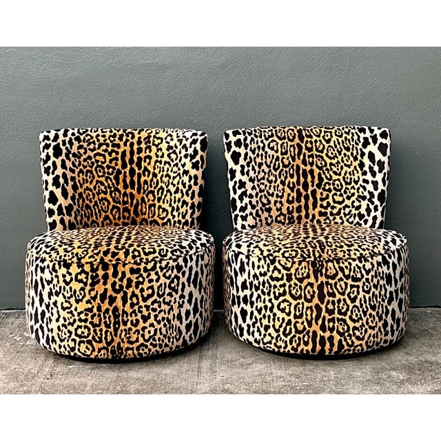 Vintage Leopard Velvet Swivel Chairs For Sale - Image 12 of 12