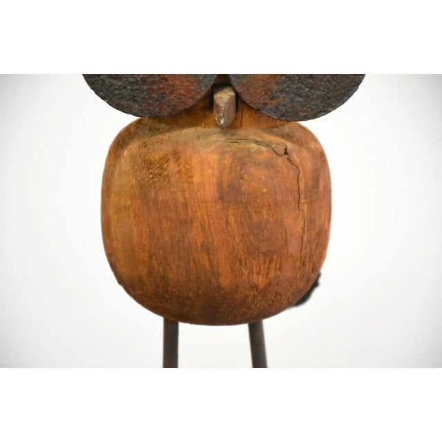 Metal Wood and Steel Owl Sculpture For Sale - Image 7 of 8