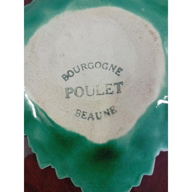 Burgundy Earthenware Vine Leaf Trinket Dish from Poulet Beaune, France, 1960s, in Good conditions. Designed 1970 to 1979