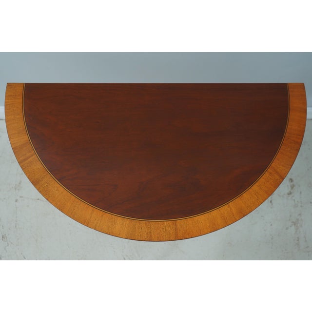 French Kindel Louis XVI Style Mahogany Demilune Console Table For Sale - Image 3 of 14