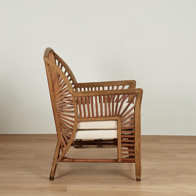 French Art Deco Rattan Pair of Armchairs For Sale - Image 14 of 16