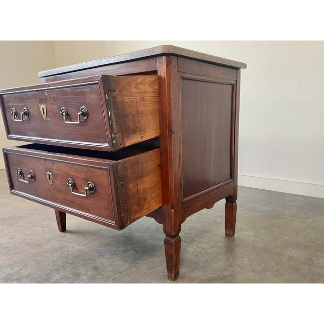 Antique Louis XV Walnut and Marble Top Commode For Sale - Image 4 of 10