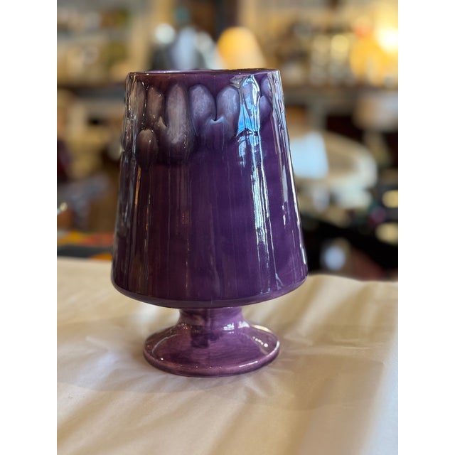 Mid-Century Modern Mid-Century Modern Drip Glaze, Purple Pot or Vase For Sale - Image 3 of 8