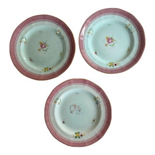 Vintage Lowestoft Calyx Ware Adams Floral Plates English China 8.25” - Set of Three (3) For Sale