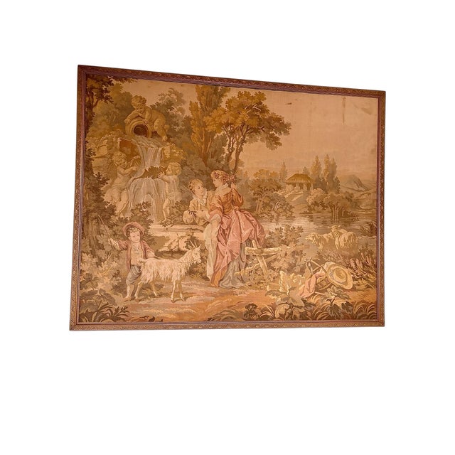 ⚜️ Listing Title: Antique French Aubusson-Style Gobelin Jacquard Tapestry – 18th Century style Rococo Pastoral Scene after...