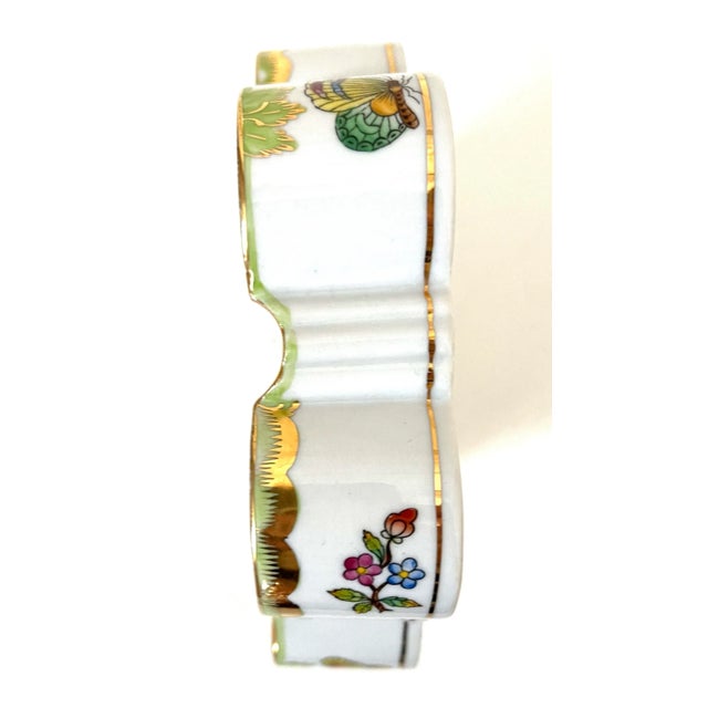 1970's Herend Queen Victoria Vintage Hand Painted Octagon Shape Porcelain Ashtray With Gilt Accenting For Sale - Image 10 of 12