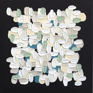 White on Black - Impasto Inspired Textural Thick Acrylic Paint Abstract Original Artwork by Shiri Phillips For Sale