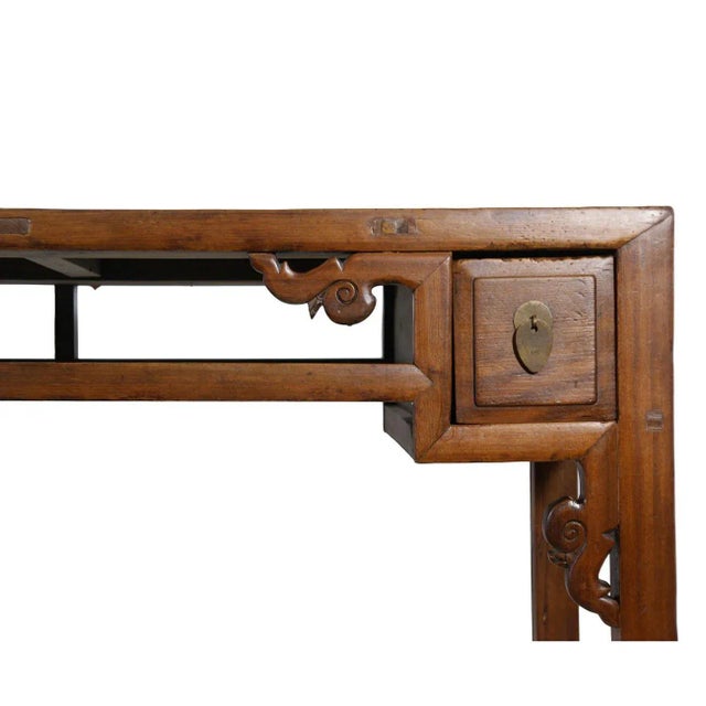 19th Century Antique Chinese Open Carved Altar/Sofa Table, Console For Sale In Los Angeles - Image 6 of 11