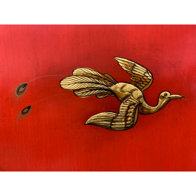 Red Red Lacquered Chinoiserie Cabinet on Stand, 1920 For Sale - Image 8 of 18