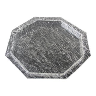 Willy Rizzo Style Crackle Ice Effect Lucite Octagonal Serving Tray Vintage For Sale