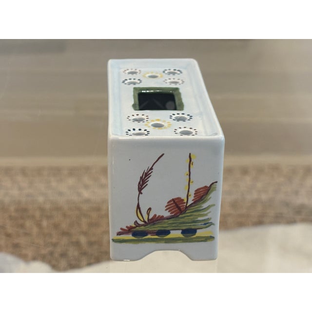 White Vintage Williamsburg Restoration Dutch Delft Chinoiserie Flower Brick, Holland For Sale - Image 8 of 9