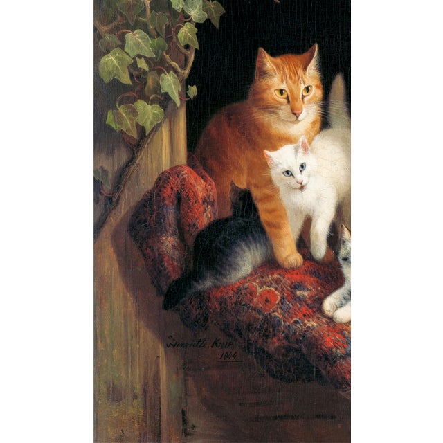 1844 Vintage Cat With Kittens Art Print, Victorian Animal Painting by Henriëtte Ronner - 24" X 32" For Sale In Buffalo - Image 6 of 8