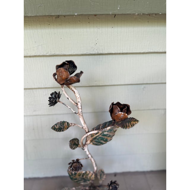 1950s 1950s Tole Floral Wall Sconce For Sale - Image 5 of 13