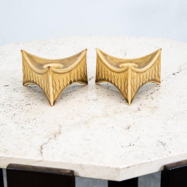 Mid-Century Modern Mid Century Modern Candlestick Holders Set 2 Quistgaard Relief Kronjyden Danish For Sale - Image 3 of 12