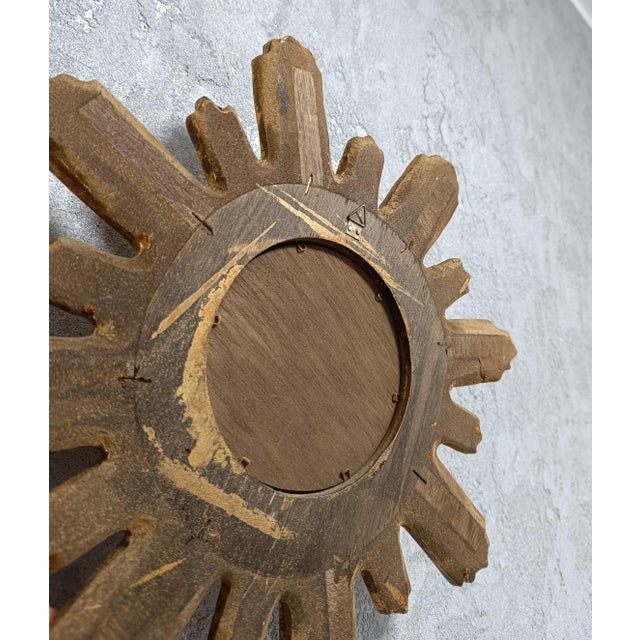 1960s Mid-Century Modern Hollywood Regency Gilt Sunburst Wall Mirror, 1960s For Sale - Image 5 of 6