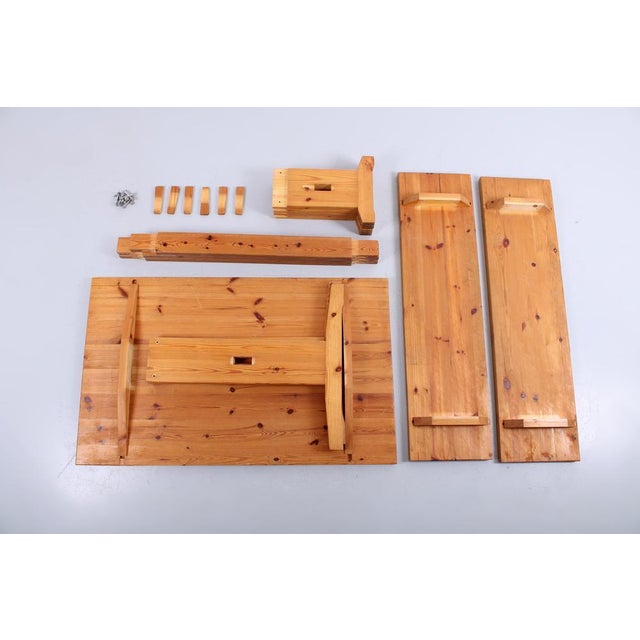 Small Pinewood Dining Table and Benches from Charlotte Perriand, 1970s, Set of 3 For Sale - Image 12 of 14