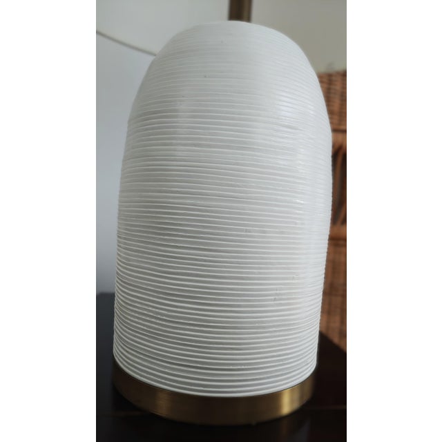 Palecek Rivoli Modern Classic White Leather Table Lamps- Set of 2 For Sale In New York - Image 6 of 11