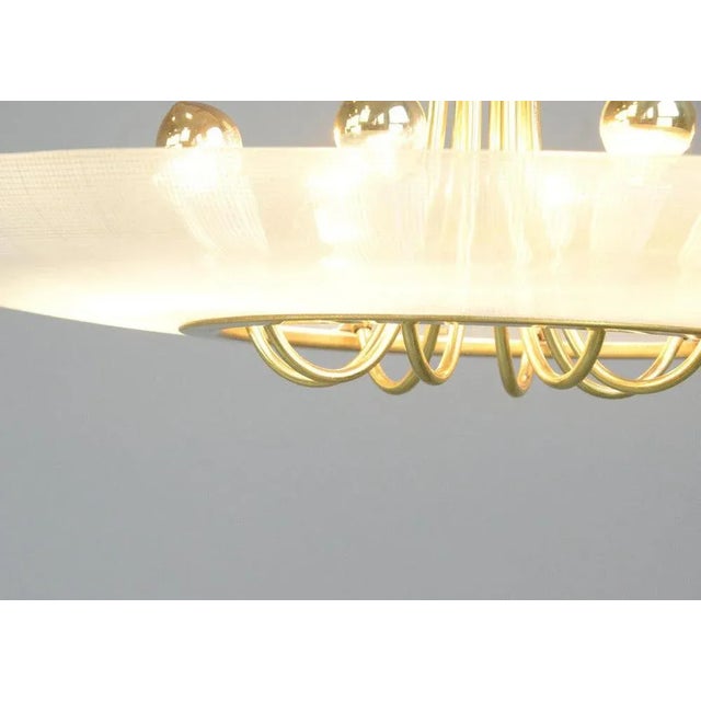 Large Mid-Century Modern Brass and Glass Pendant Light, 1960s For Sale - Image 3 of 13