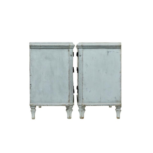 19th century pair of hand painted swedish chest of drawers circa 1880. Fine quality pair of chests that feature reeded...