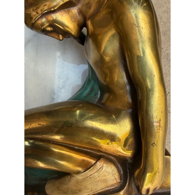 Metal 1920s Paul Herzel Pompeian Bronze Art Deco Native American Statues For Sale - Image 7 of 12