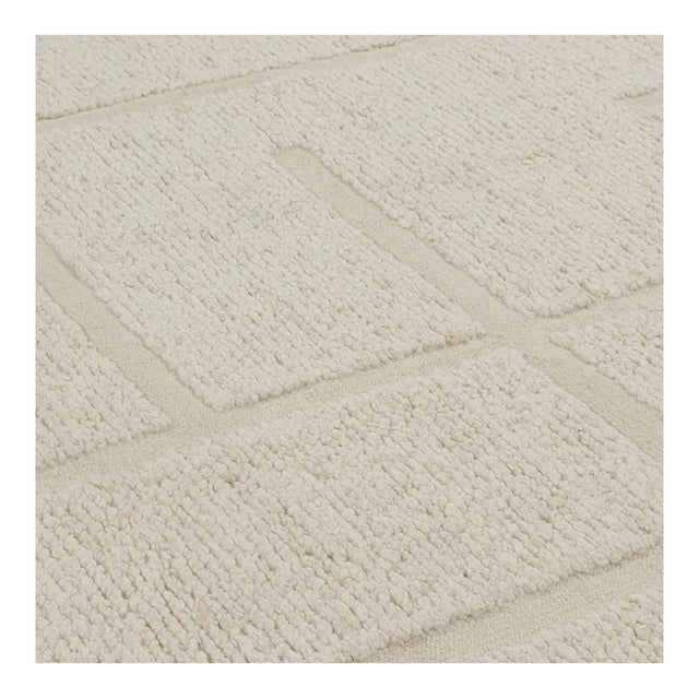 Rug & Kilim’s Textural Rug in Cream White With High-Low Geometric Patterns For Sale