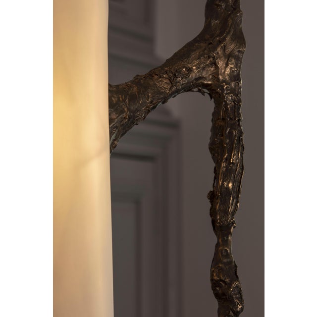 Contemporary Hand-Sculpted Cast Bronze Hanging Lamp by William Guillon For Sale - Image 3 of 18