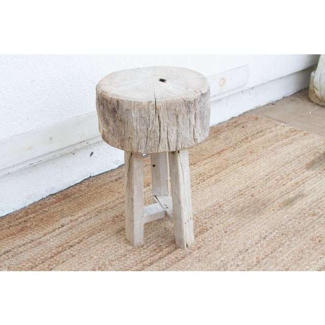 Heavy Slab Reclaimed Wood End Table For Sale - Image 4 of 7