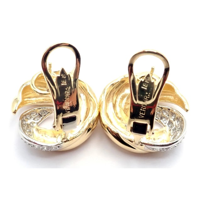 Late 20th Century Verdura Yellow Gold Diamond Swirl Earrings, Pair For Sale - Image 10 of 15