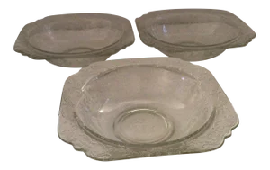 Federal Glass Madrid Etched & Clear Bowls - Set of 3