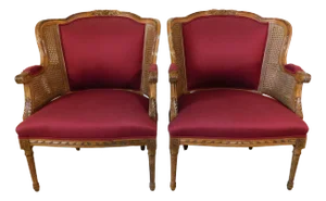 Pair Vintage Century Furniture French Bergere Caned Accent Chairs - Four Chairs Available