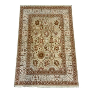 Hand-Knotted Persian Tabriz Style Wool Area Rug, Floral Garden Design For Sale