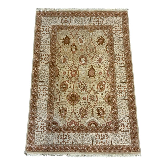 Hand-Knotted Persian Tabriz Style Wool Area Rug, Floral Garden Design For Sale