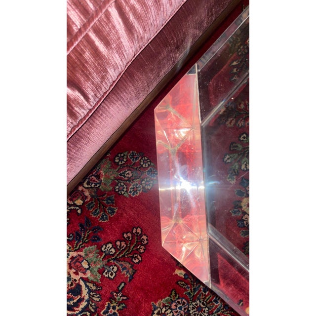 1980s Attributed to Charles Hollis Jones Square Lucite Coffee Table With Glass Top For Sale In Los Angeles - Image 6 of 9