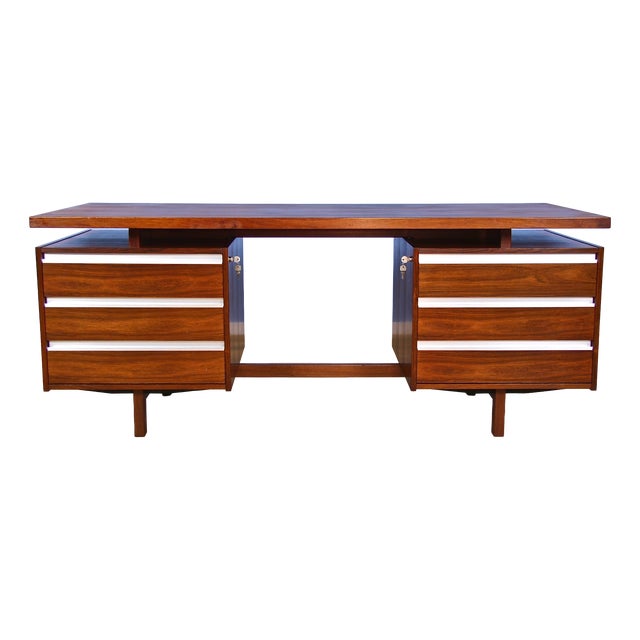 Vintage Dutch Freestanding Writing Desk in Rosewood by Kho Liang Ie for Fristho, 1960s For Sale
