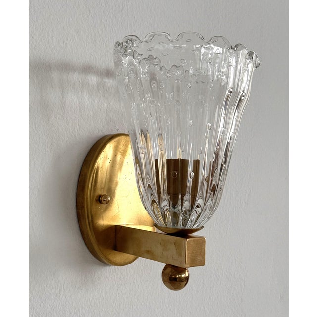 Metal Italian Brass and Murano Glass Wall Lights, 1990s, Set of 2 For Sale - Image 7 of 12